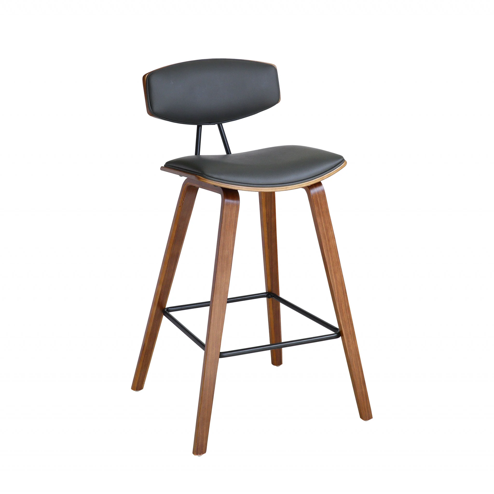 36" Gray And Brown Iron Low Back Counter Height Bar Chair With Footrest By Homeroots - Image 2