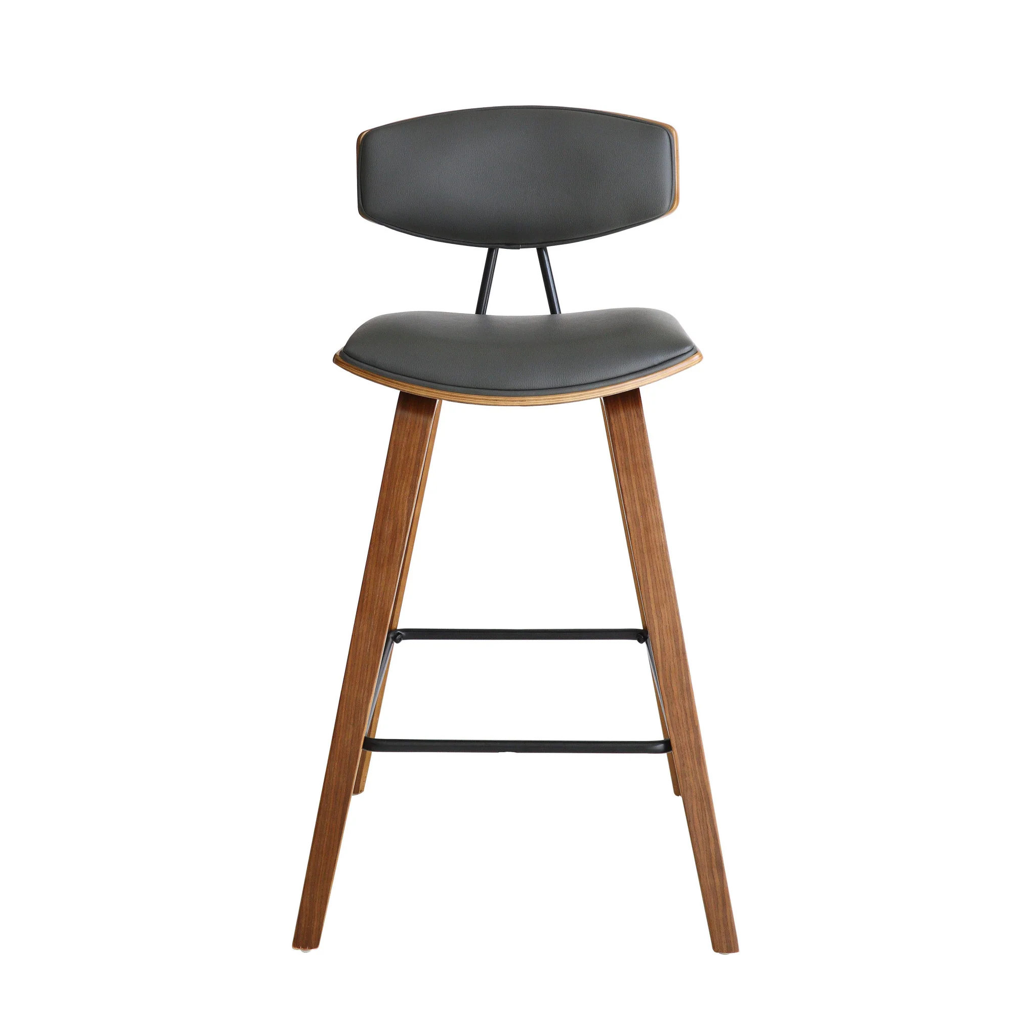 36" Gray And Brown Iron Low Back Counter Height Bar Chair With Footrest By Homeroots - Image 3