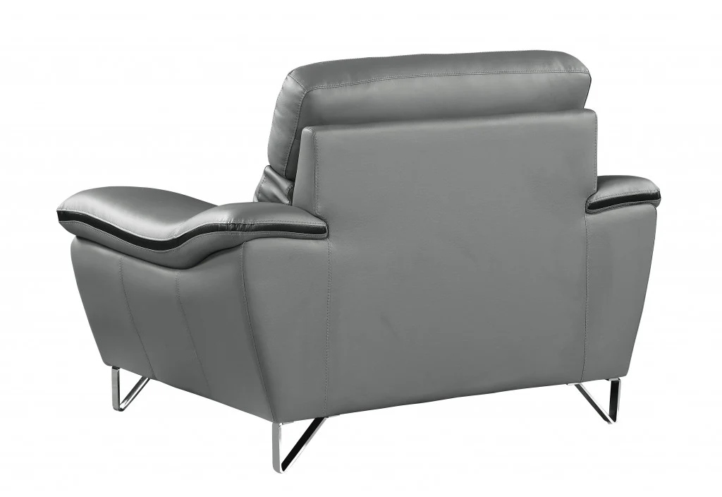 36" Gray Contemporary Leather Chair By Homeroots - Image 4