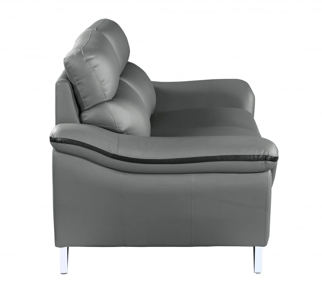 36" Gray Contemporary Leather Chair By Homeroots - Image 6
