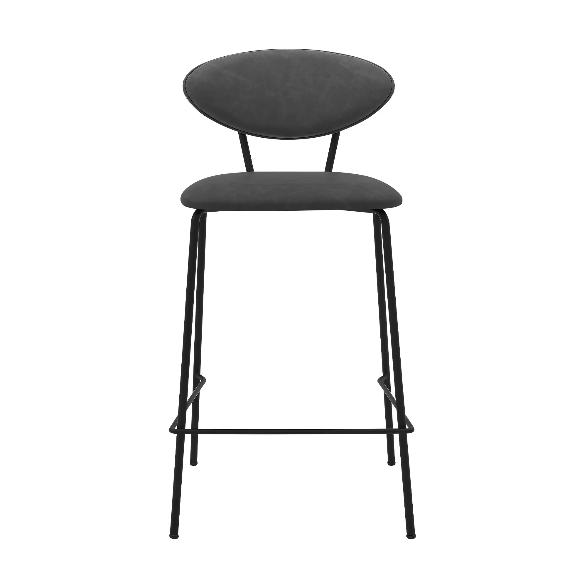 36" Gray Faux Leather And Iron Low Back Counter Height Bar Chair By Homeroots - Image 3