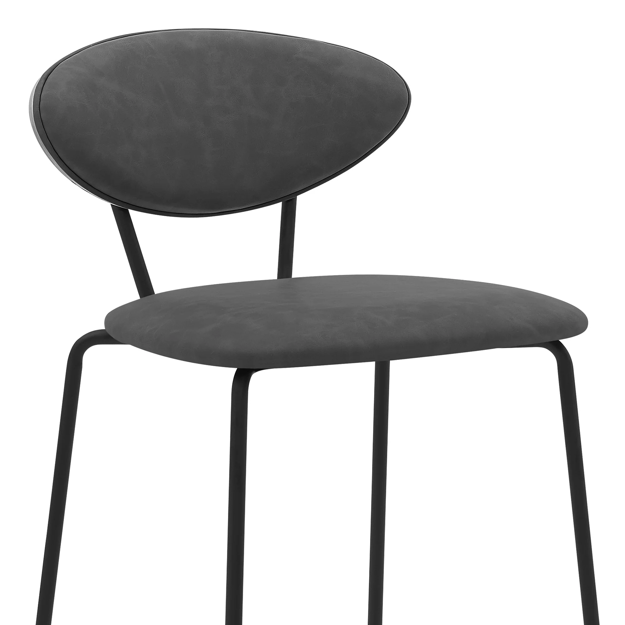 36" Gray Faux Leather And Iron Low Back Counter Height Bar Chair By Homeroots - Image 5