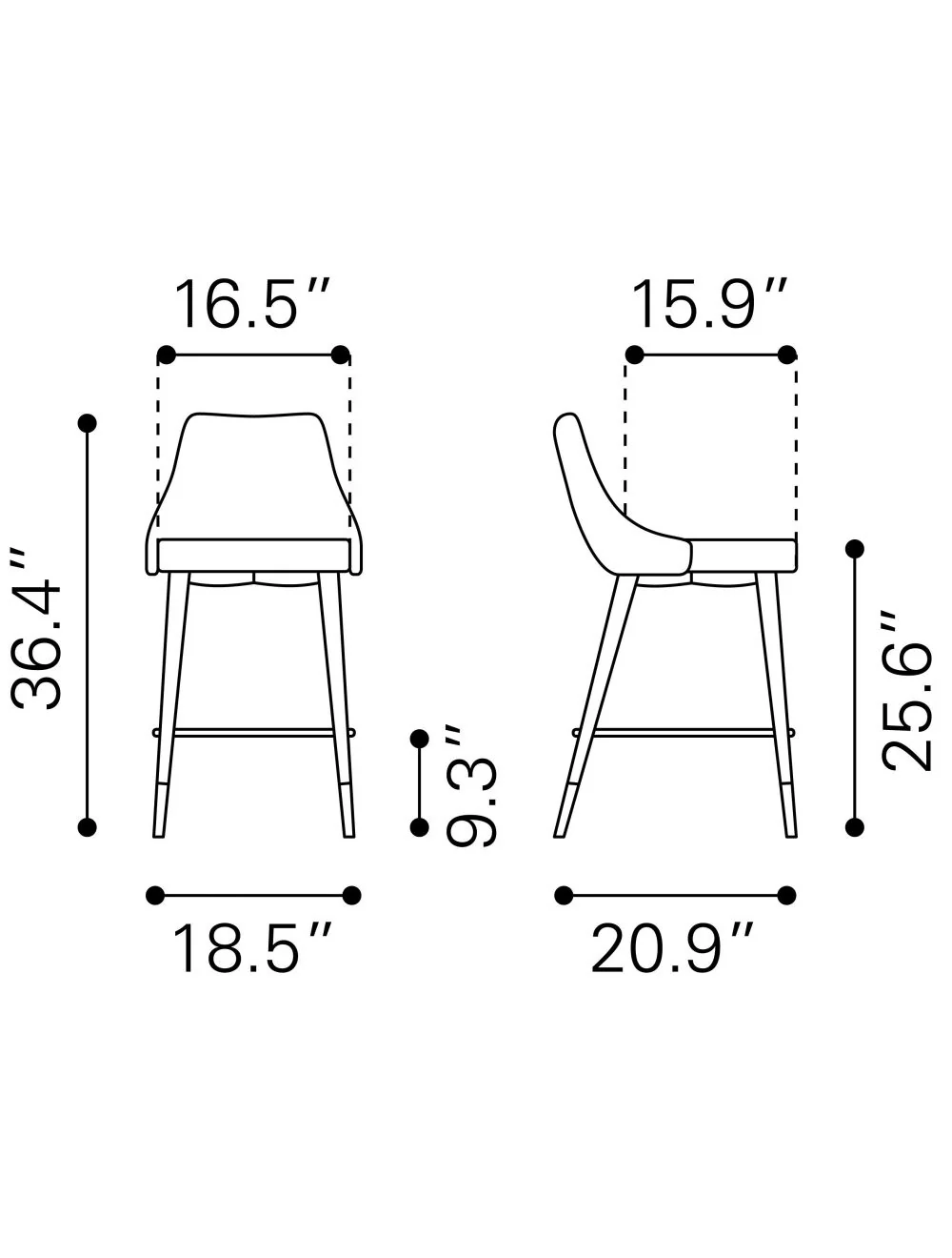 36" Gray Steel Low Back Chair With Footrest By Homeroots - Image 8