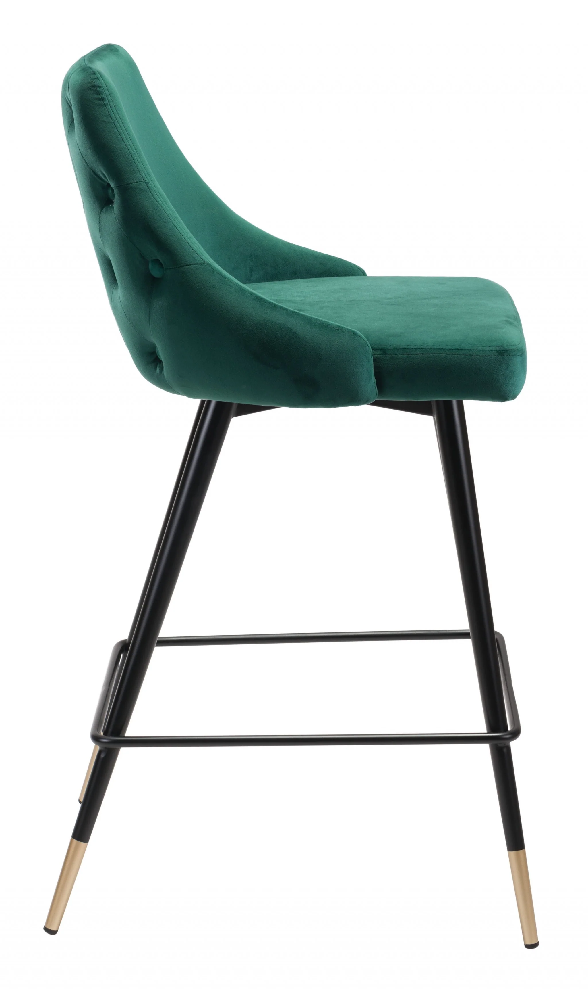 36" Green And Black Steel Low Back Counter Height Bar Chair With Footrest By Homeroots - Image 2