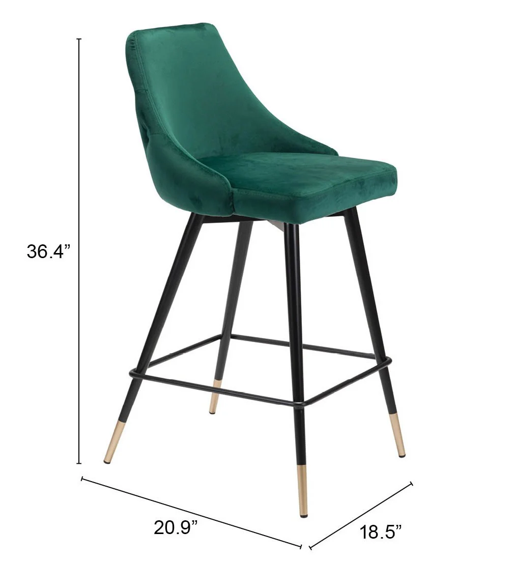 36" Green And Black Steel Low Back Counter Height Bar Chair With Footrest By Homeroots - Image 7