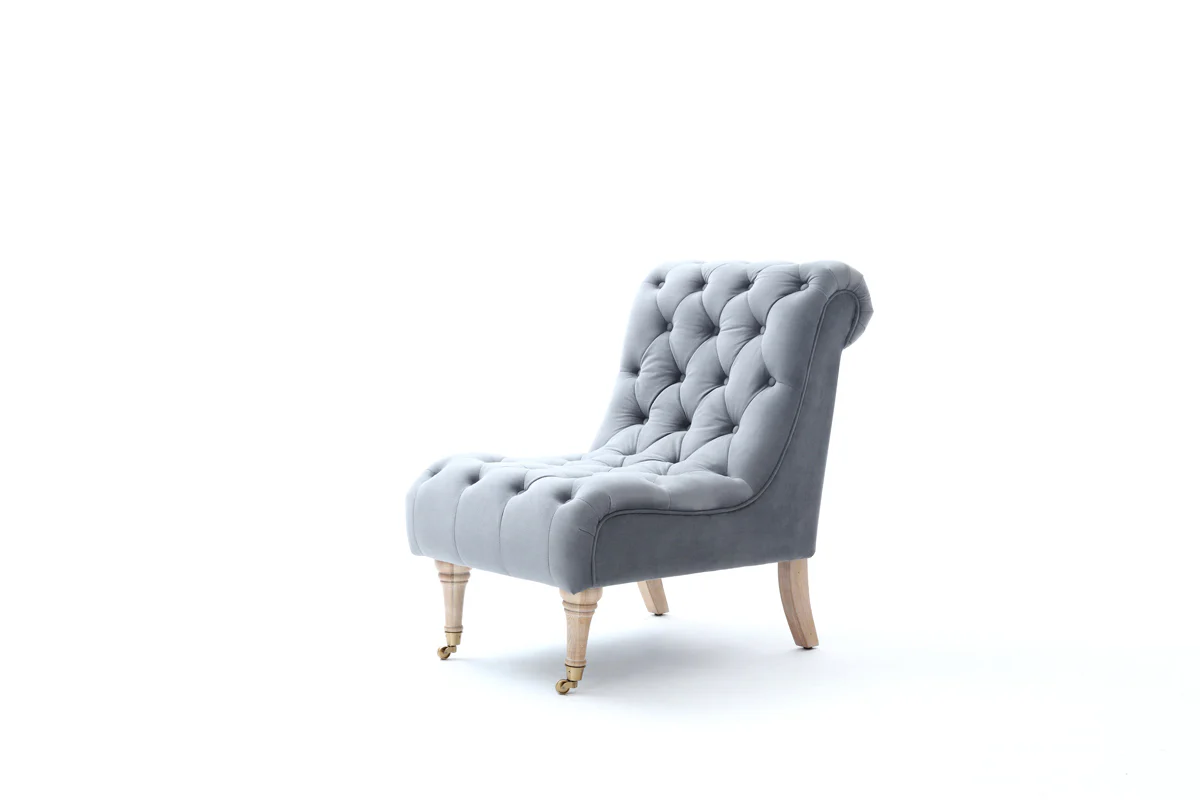 36' Grey Foam Wood and Velour Tufted Accent Chair By Homeroots - Image 2