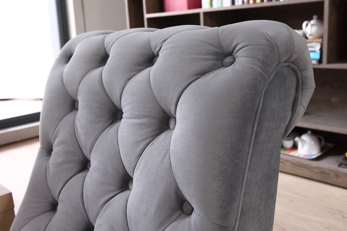 36' Grey Foam Wood and Velour Tufted Accent Chair By Homeroots - Image 5