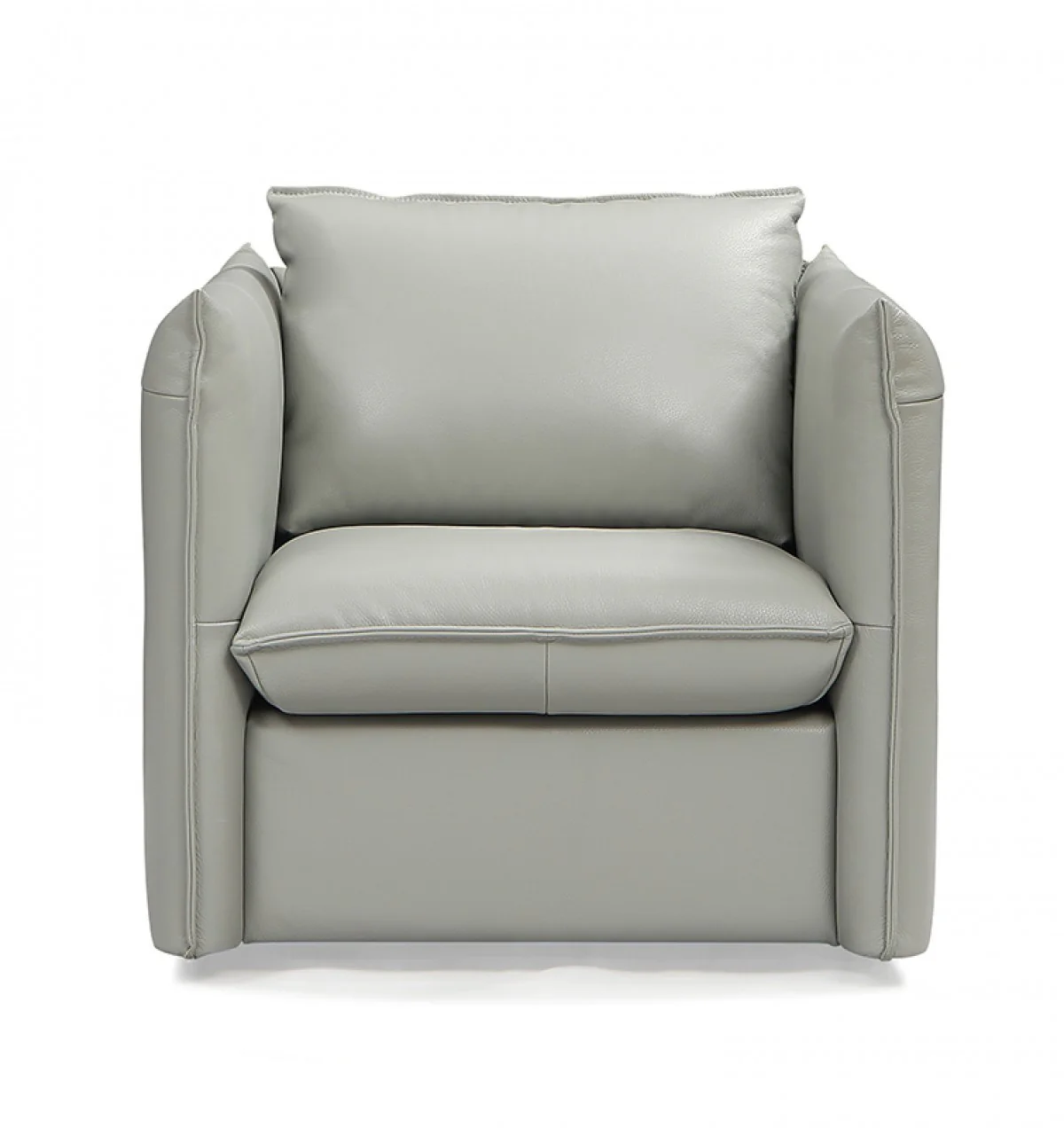 36" Grey Genuine Leather And Silver Swivel Accent Chair By Homeroots - Image 2