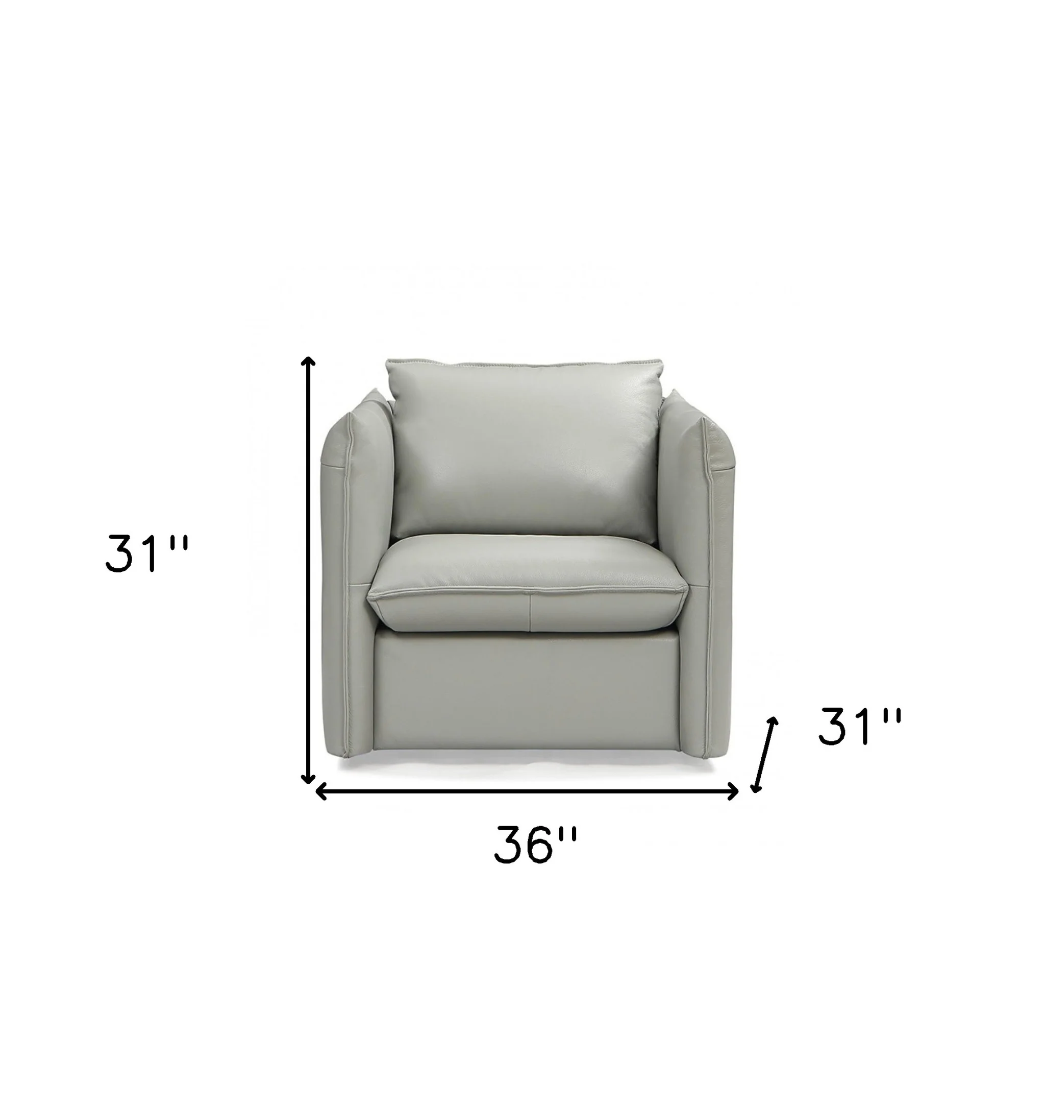 36" Grey Genuine Leather And Silver Swivel Accent Chair By Homeroots - Image 6