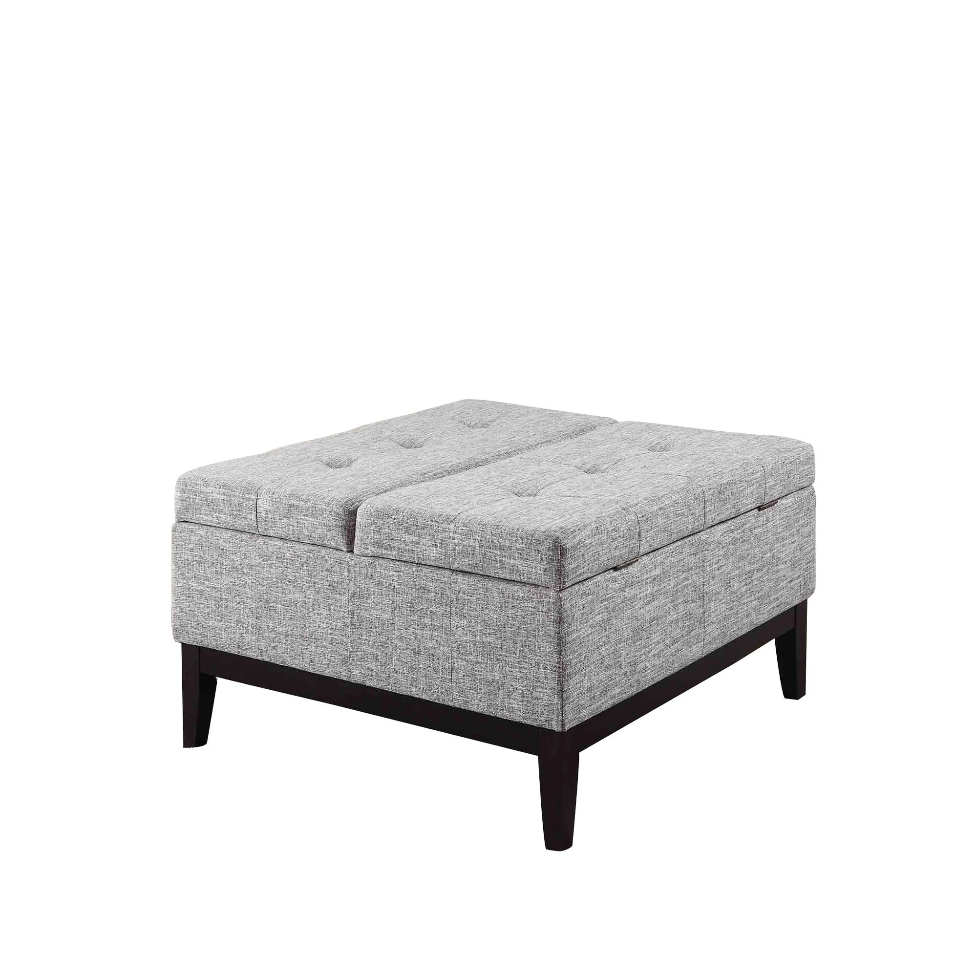36” Heathered Gray and Black Ottoman with Hidden Storage By Homeroots - Image 2