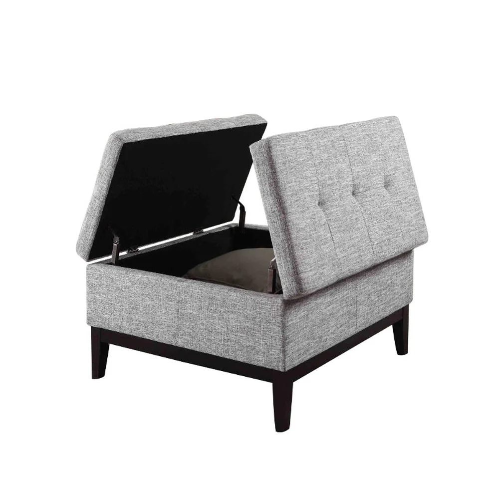 36” Heathered Gray and Black Ottoman with Hidden Storage By Homeroots - Image 3