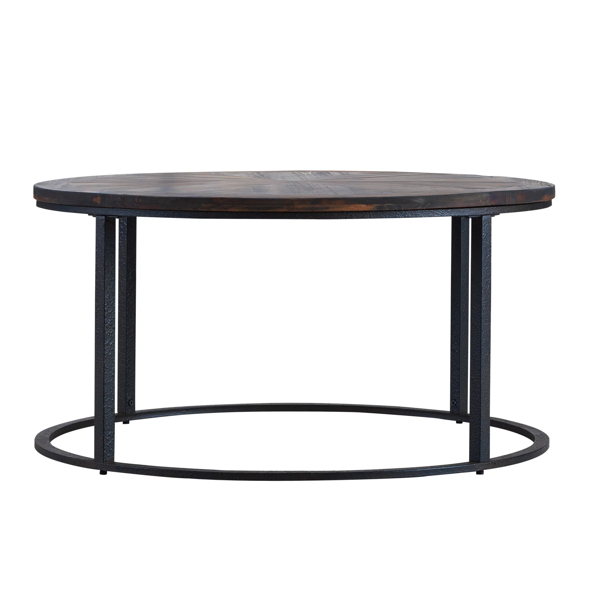 36" Natural And Brown Reclaimed Wood And Metal Round Coffee Table By Homeroots - Image 2