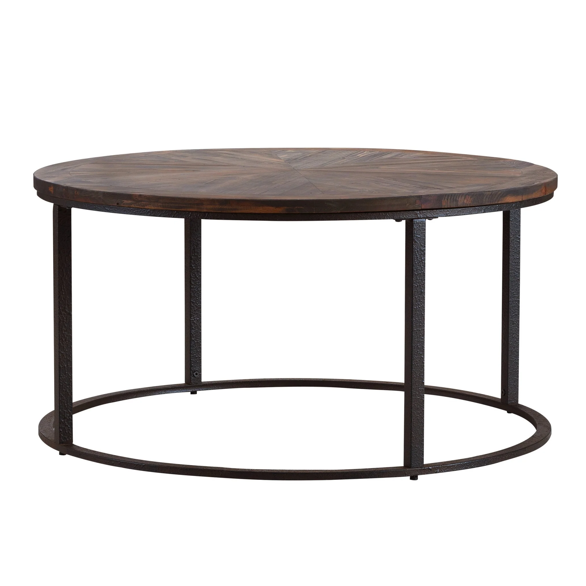 36" Natural And Brown Reclaimed Wood And Metal Round Coffee Table By Homeroots - Image 3