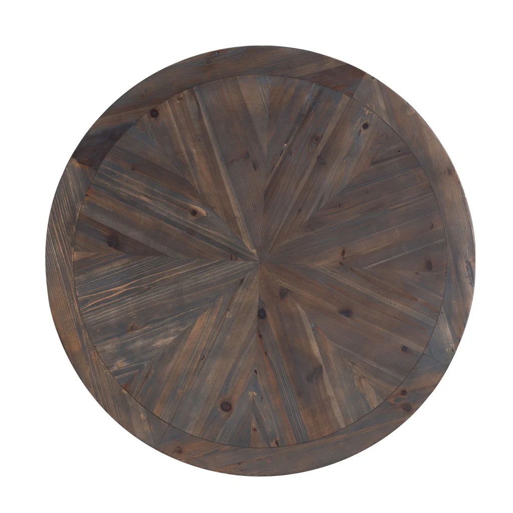 36" Natural And Brown Reclaimed Wood And Metal Round Coffee Table By Homeroots - Image 4