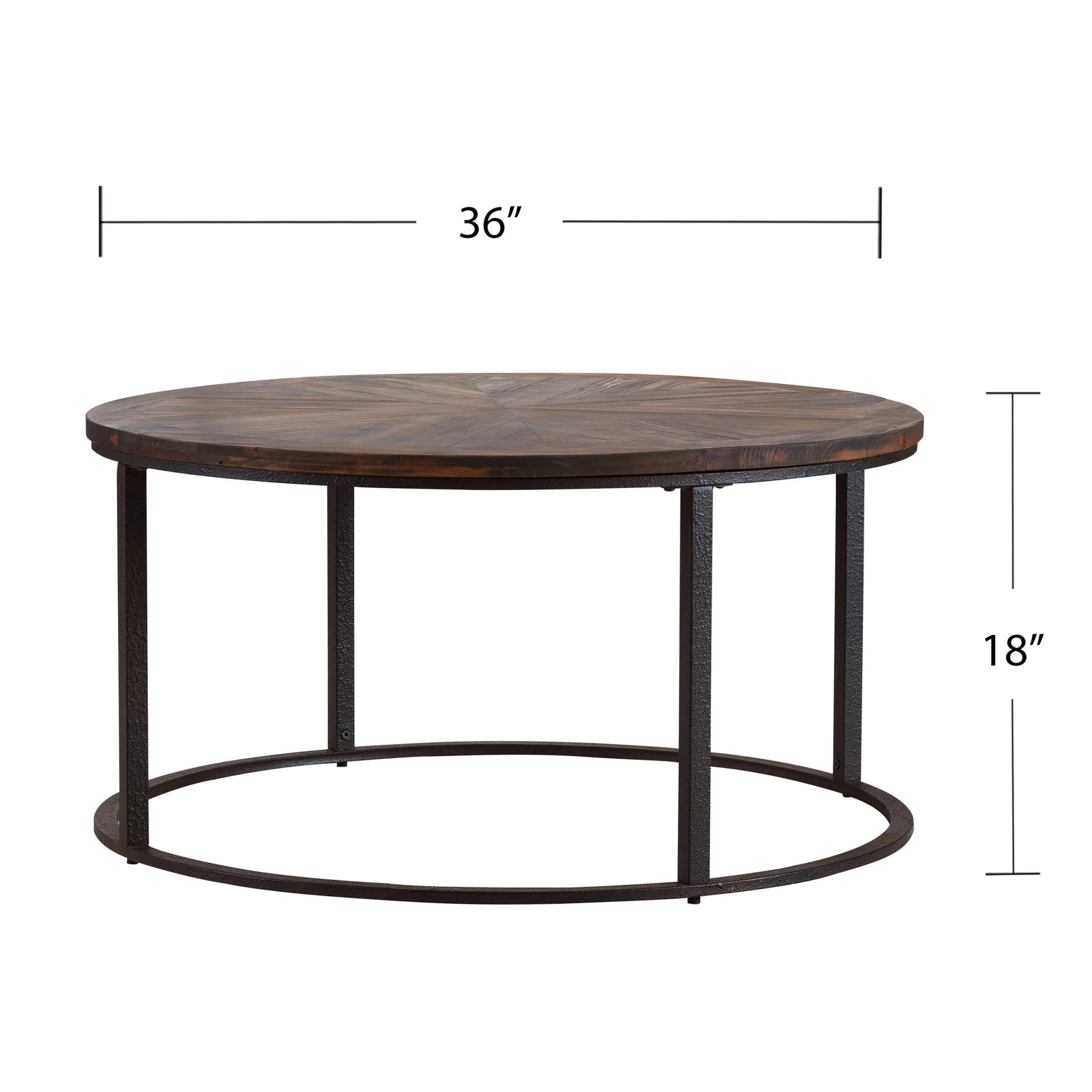 36" Natural And Brown Reclaimed Wood And Metal Round Coffee Table By Homeroots - Image 5