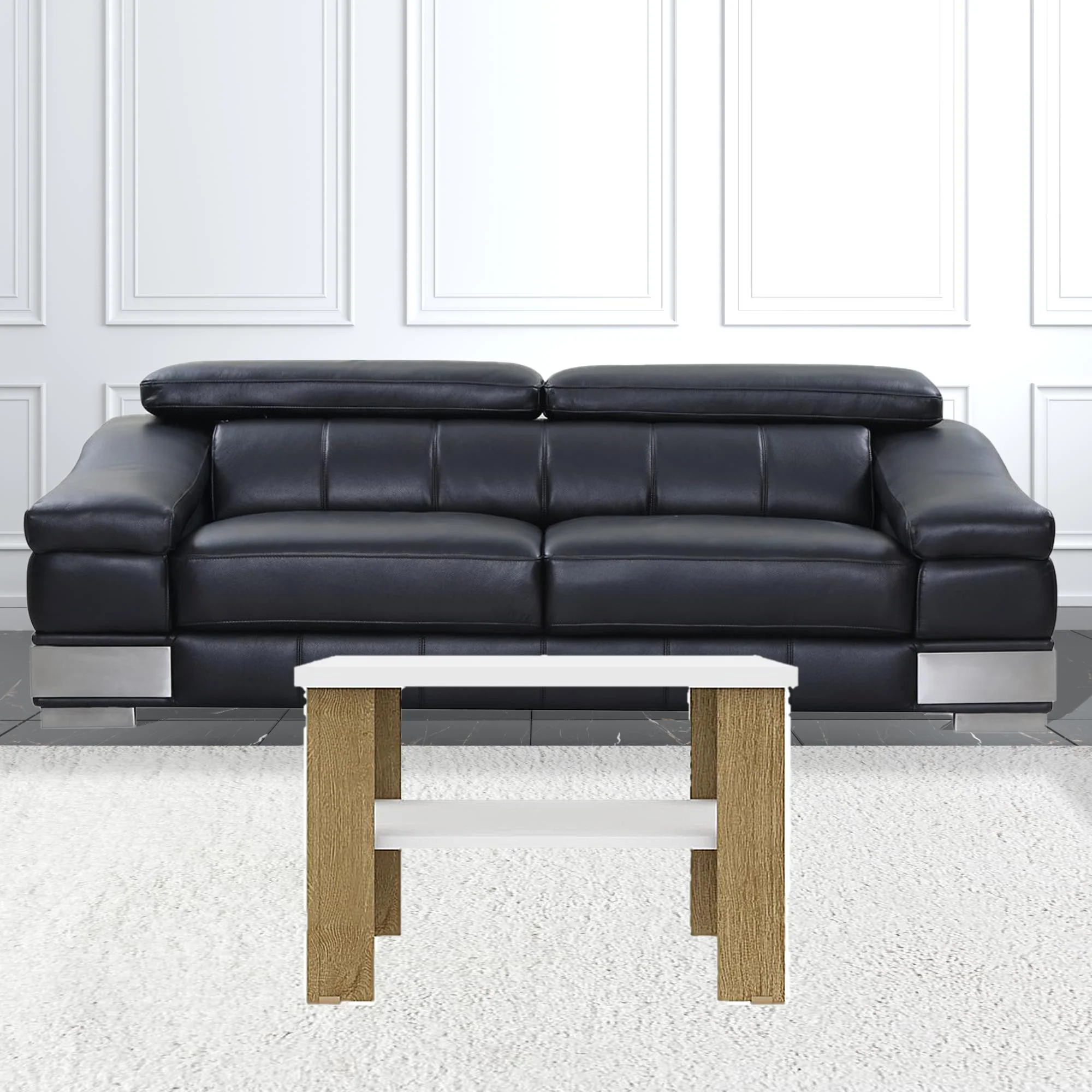 36" Natural And White End Table By Homeroots - Image 3