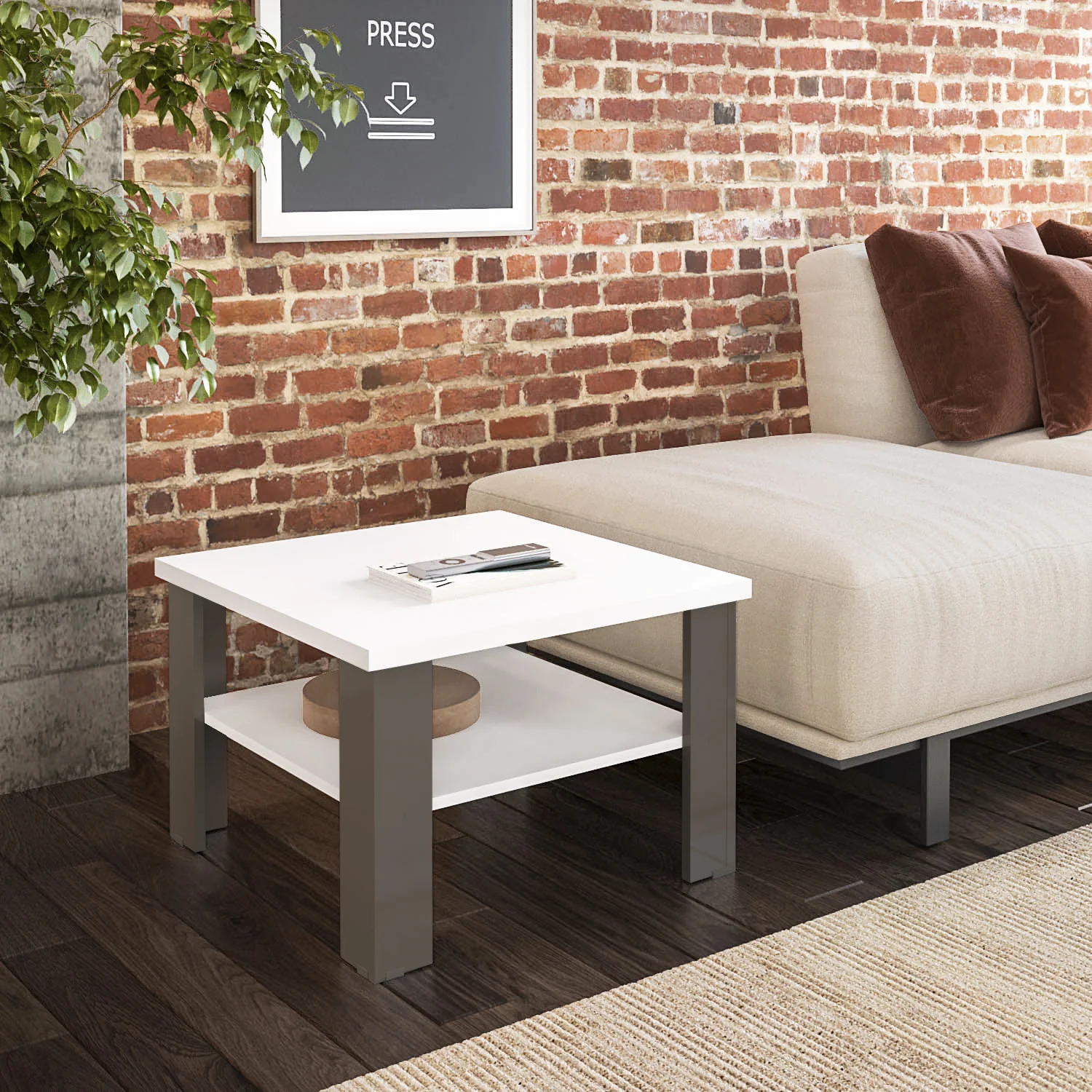 36" Natural And White End Table By Homeroots - Image 6