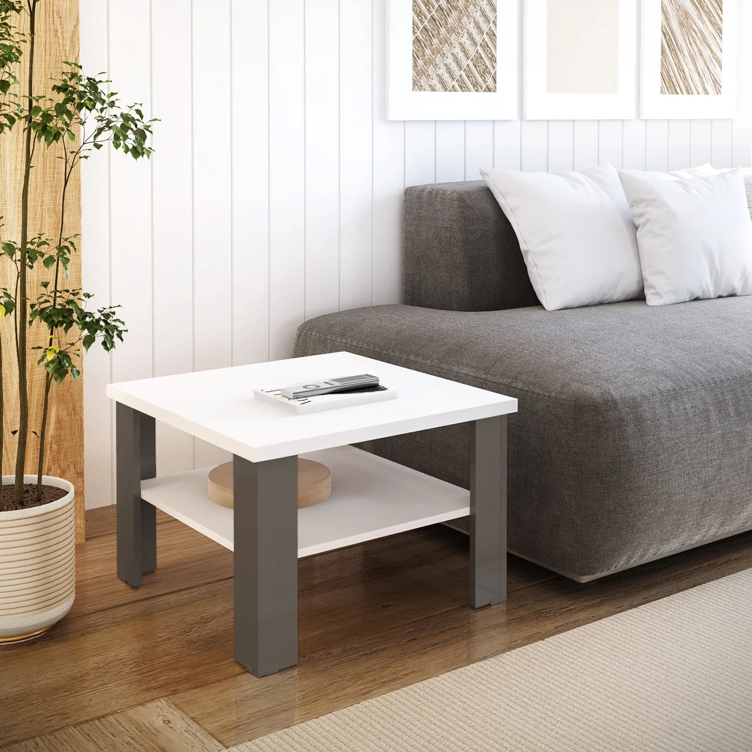 36" Natural And White End Table By Homeroots - Image 8