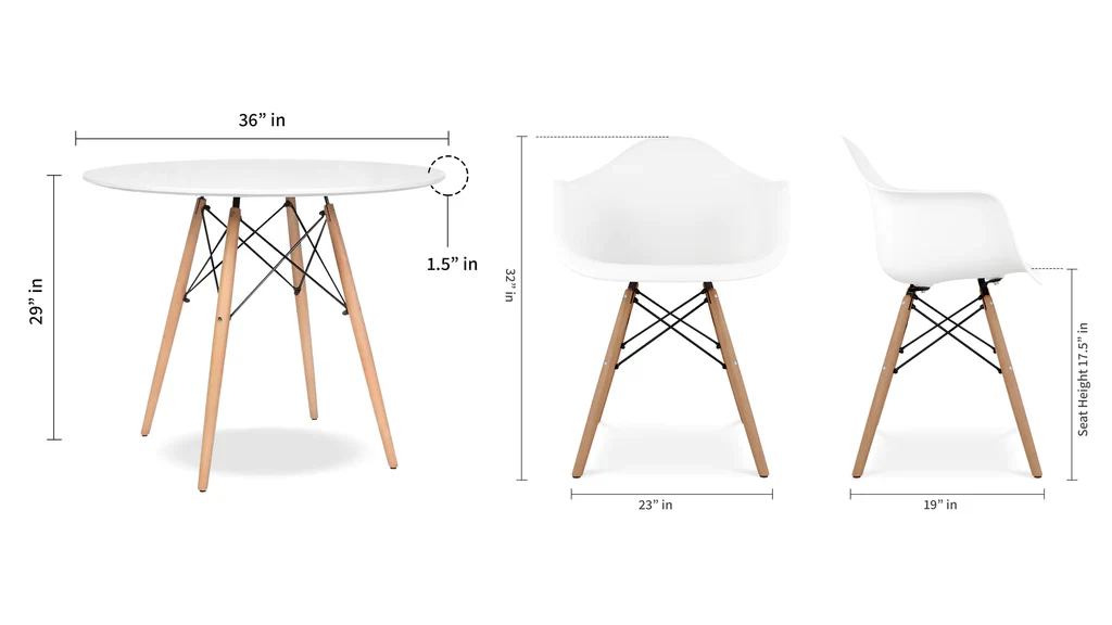 36" Round Eiffel Dining Table Set By Modholic - Image 3