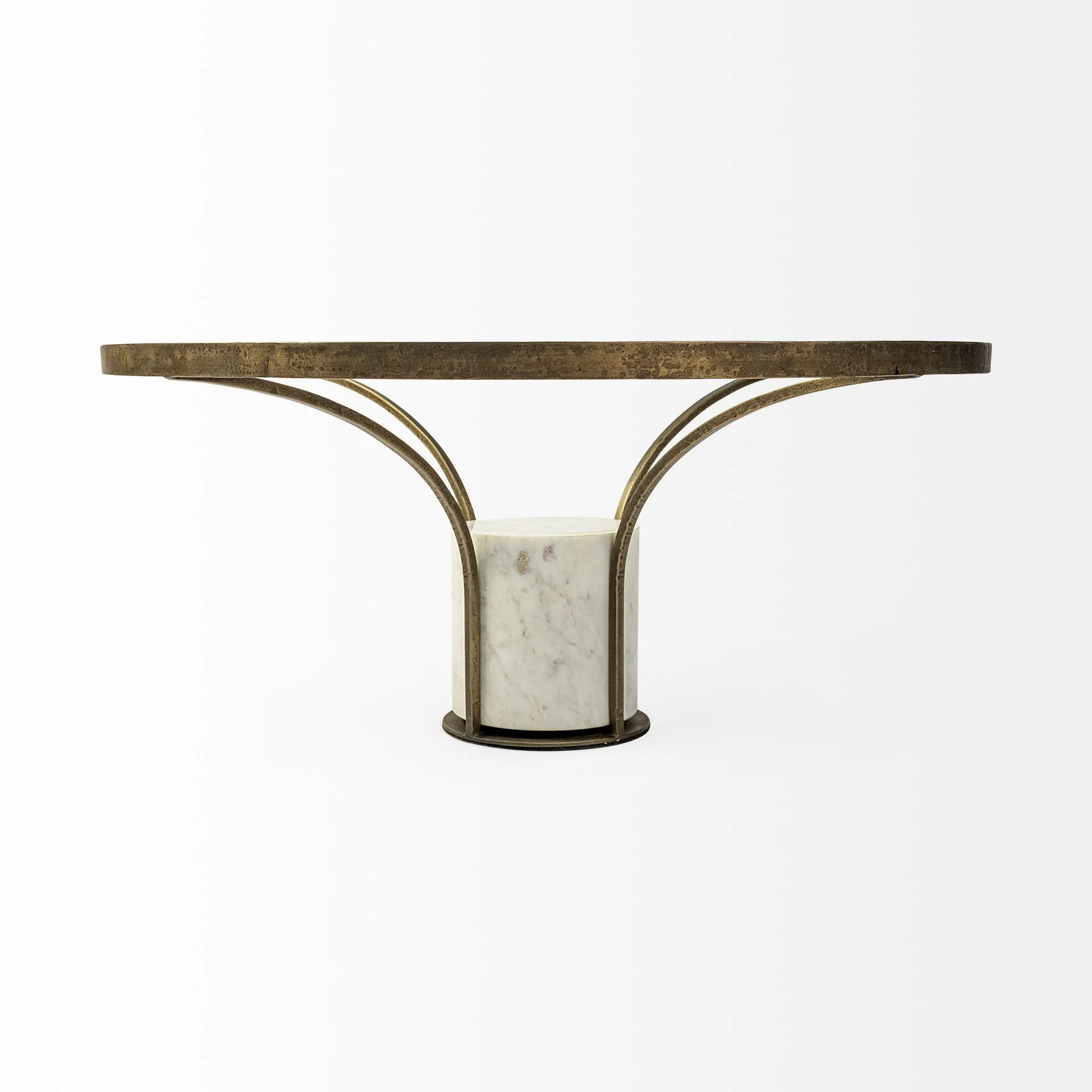 36' Round Glass Top Metal and Marble Pedestal Coffee Table By Homeroots - Image 3