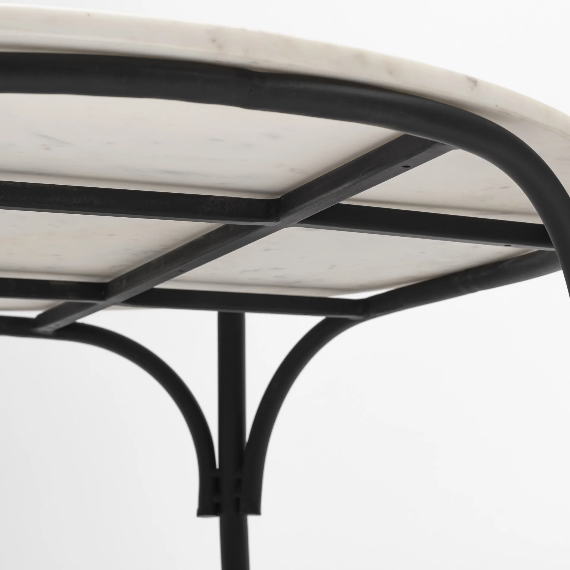 36' Round White Marble Top Black and Metal Base Coffee Table By Homeroots - Image 6