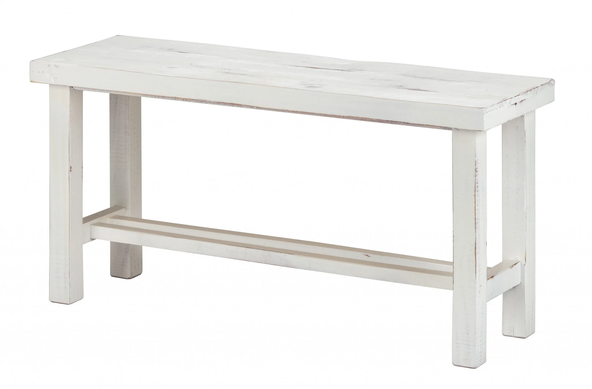 36" Rustic White Distressed Bench By Homeroots - Image 2