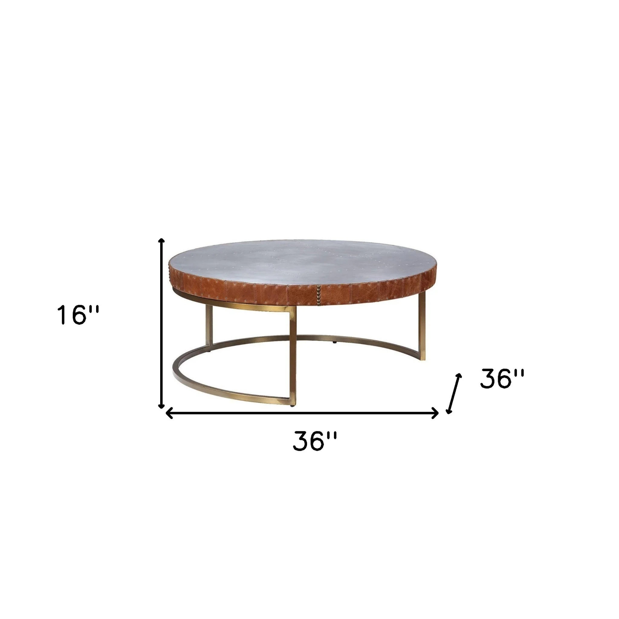 36" Silver And Cocoa Aluminum Round Coffee Table By Homeroots - Image 5