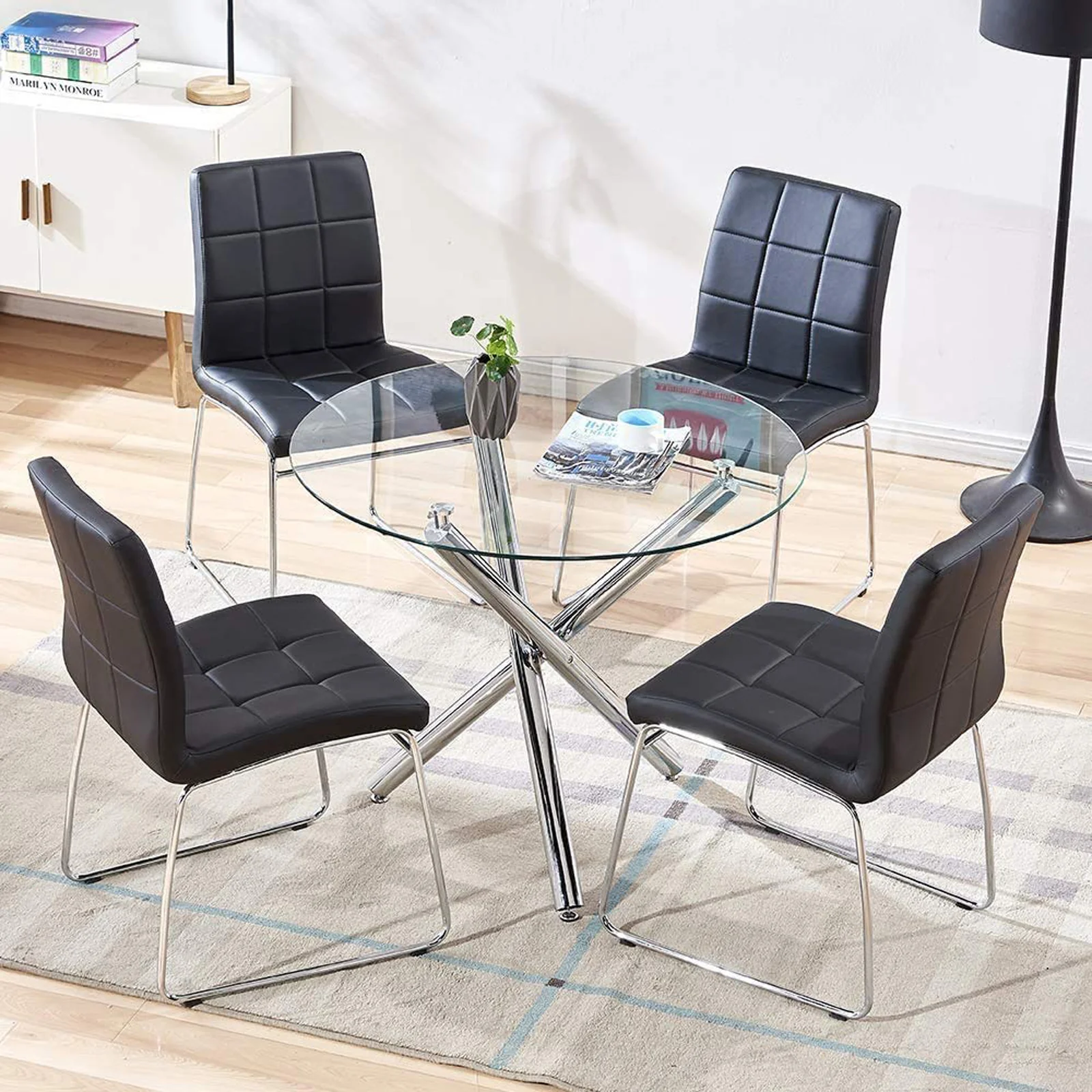 36" Silver And Glass Round Tripod Base Coffee Table By Homeroots - Image 4