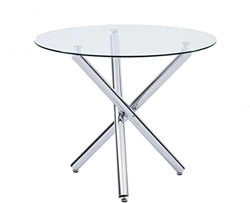 36" Silver And Glass Round Tripod Base Coffee Table By Homeroots - Image 5