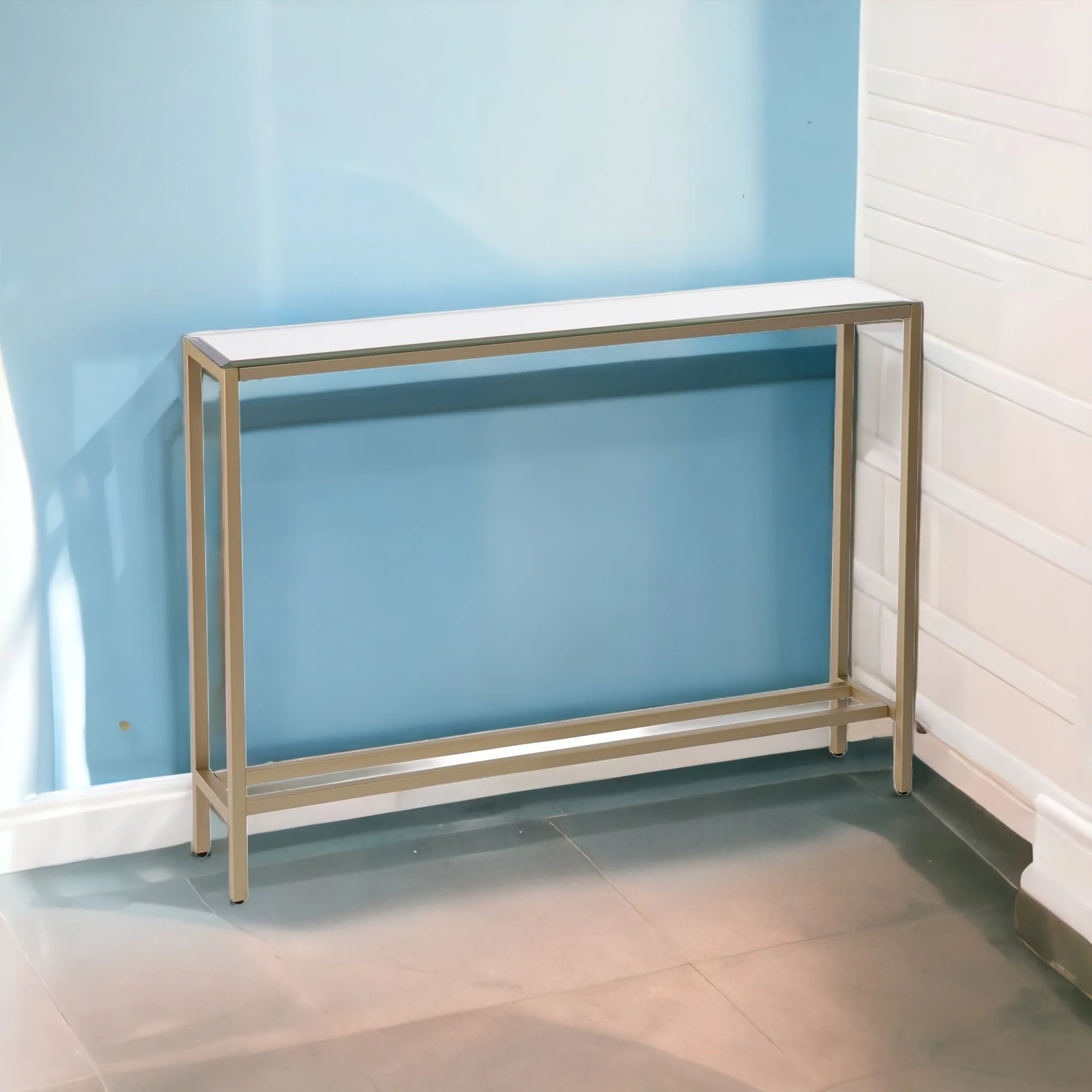 36" Silver and Gold Mirrored Glass Console Table By Homeroots - Image 7