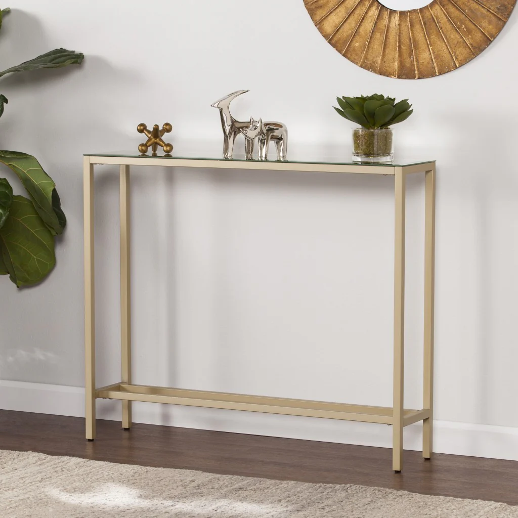 36" Silver and Gold Mirrored Glass Console Table By Homeroots - Image 8