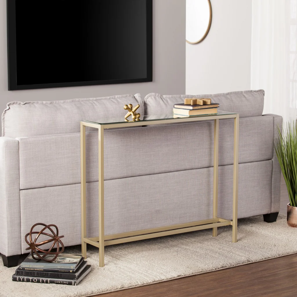 36" Silver and Gold Mirrored Glass Console Table By Homeroots - Image 9