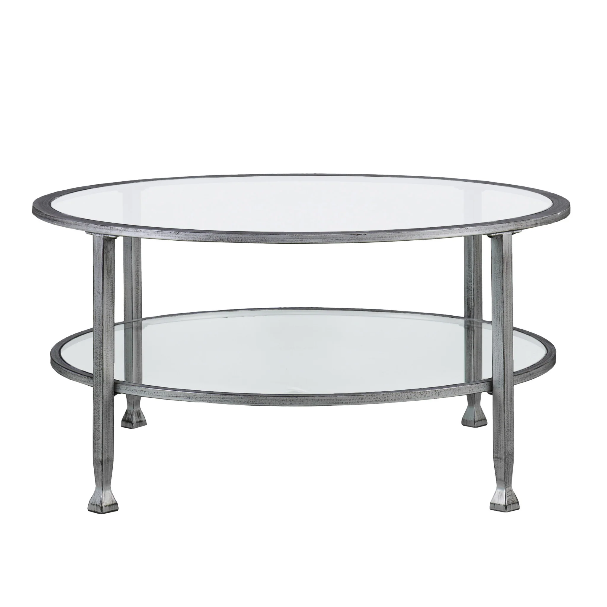 36" Silver Glass And Metal Round Coffee Table By Homeroots - Image 5