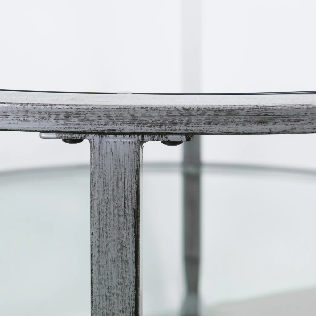 36" Silver Glass And Metal Round Coffee Table By Homeroots - Image 7