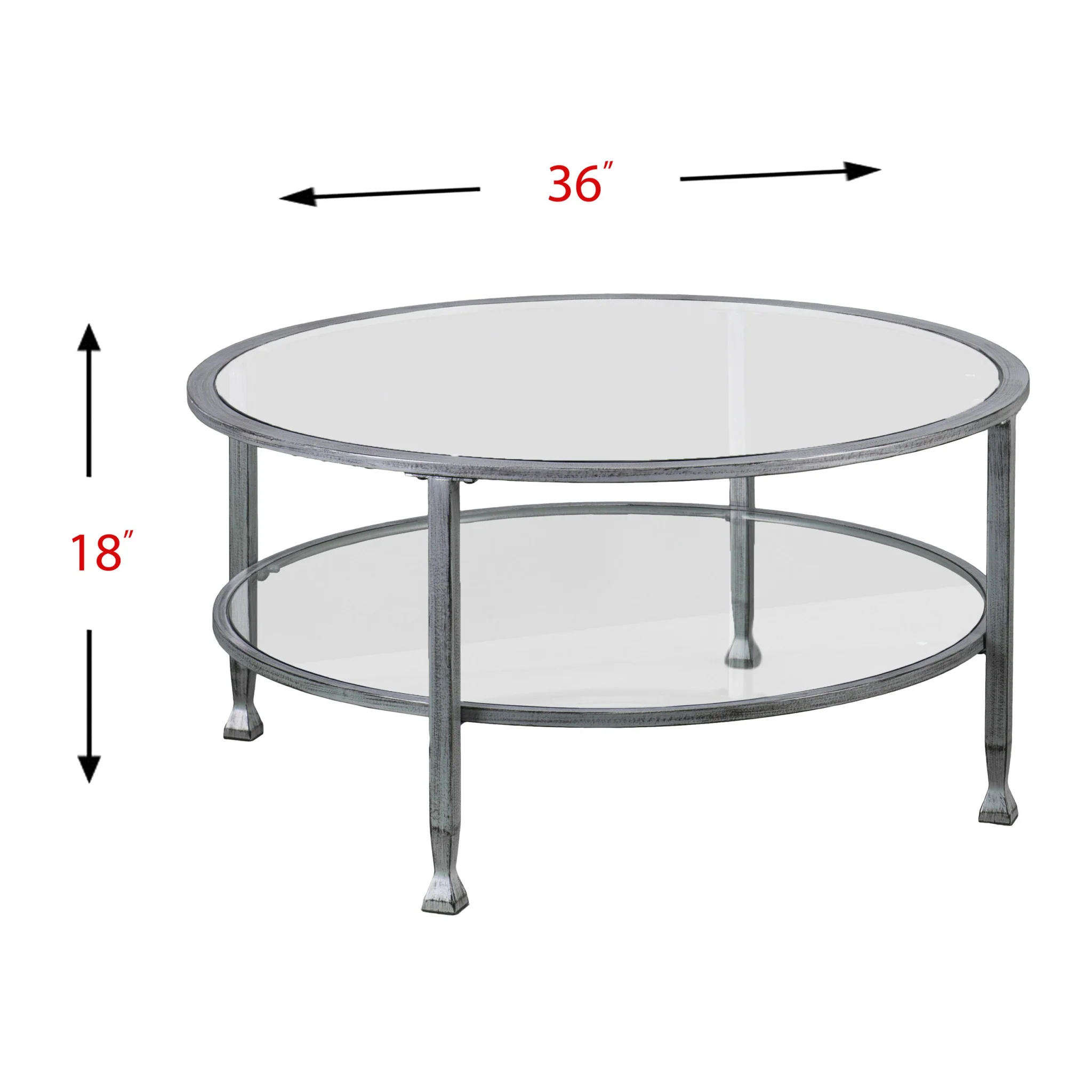 36" Silver Glass And Metal Round Coffee Table By Homeroots - Image 8