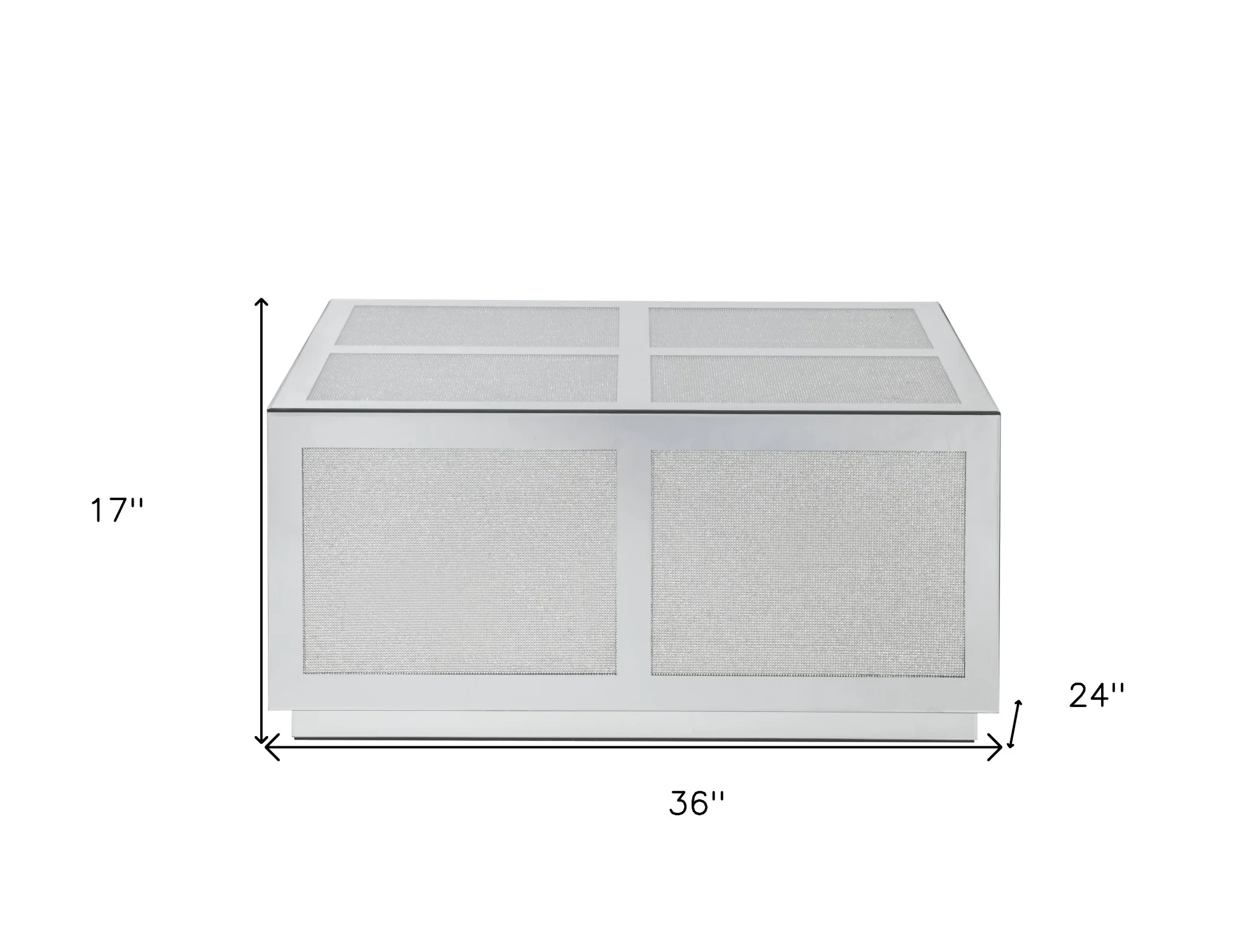 36" Silver Mirrored Rectangular Mirrored Coffee Table By Homeroots - Image 5