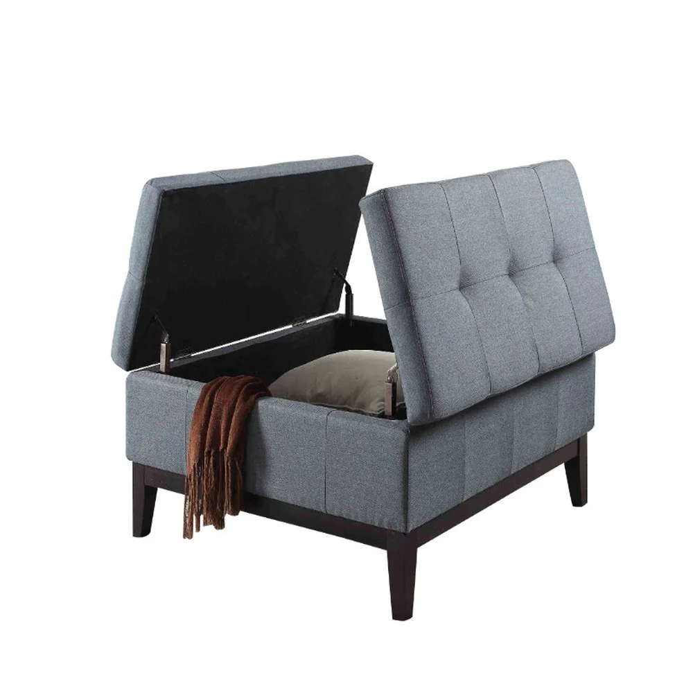 36” Slate Blue and Black Ottoman with Hidden Storage By Homeroots - Image 3
