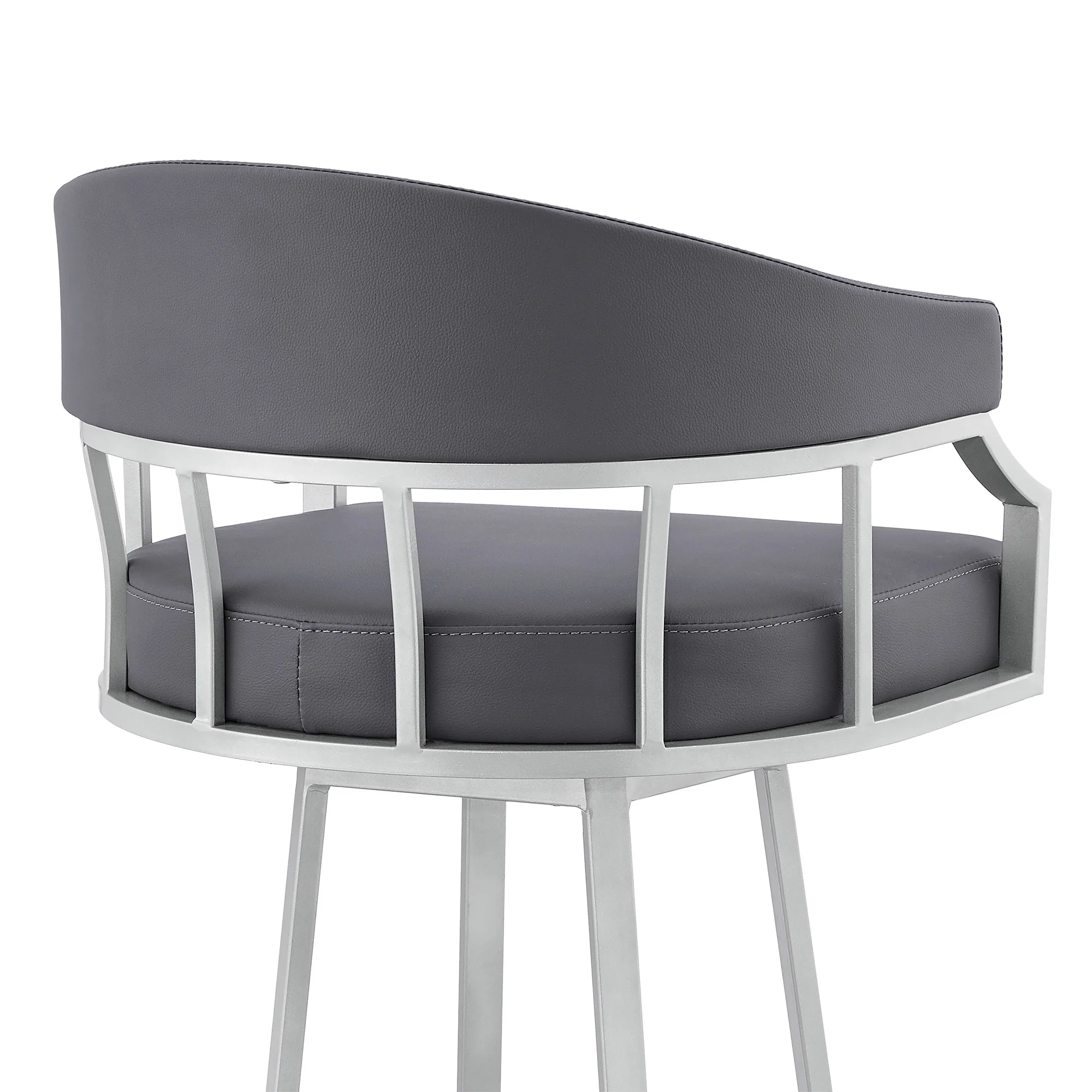 36" Slate Grey Faux Leather And Iron Swivel Low Back Counter Height Bar Chair By Homeroots - Image 5
