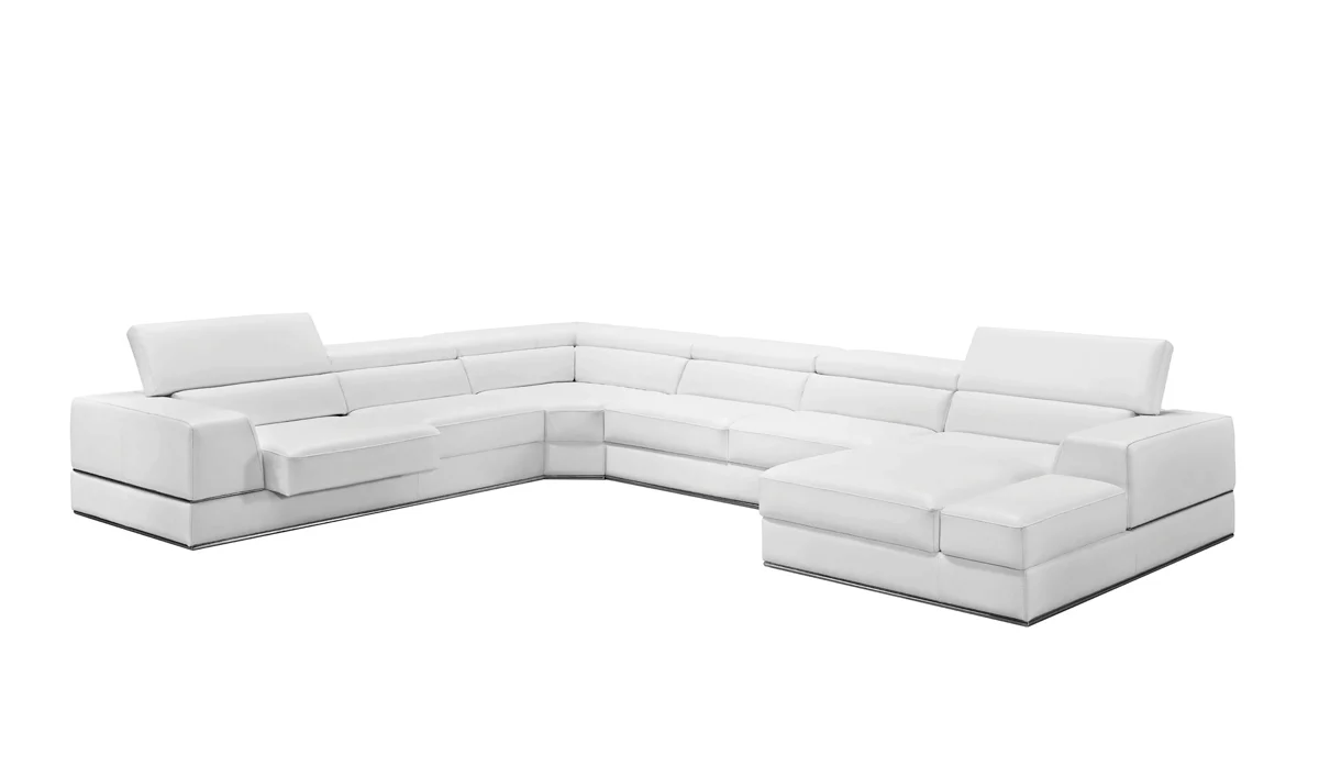 36' White Bonded Leather Foam and Steel Sectional Sofa By Homeroots - Image 2