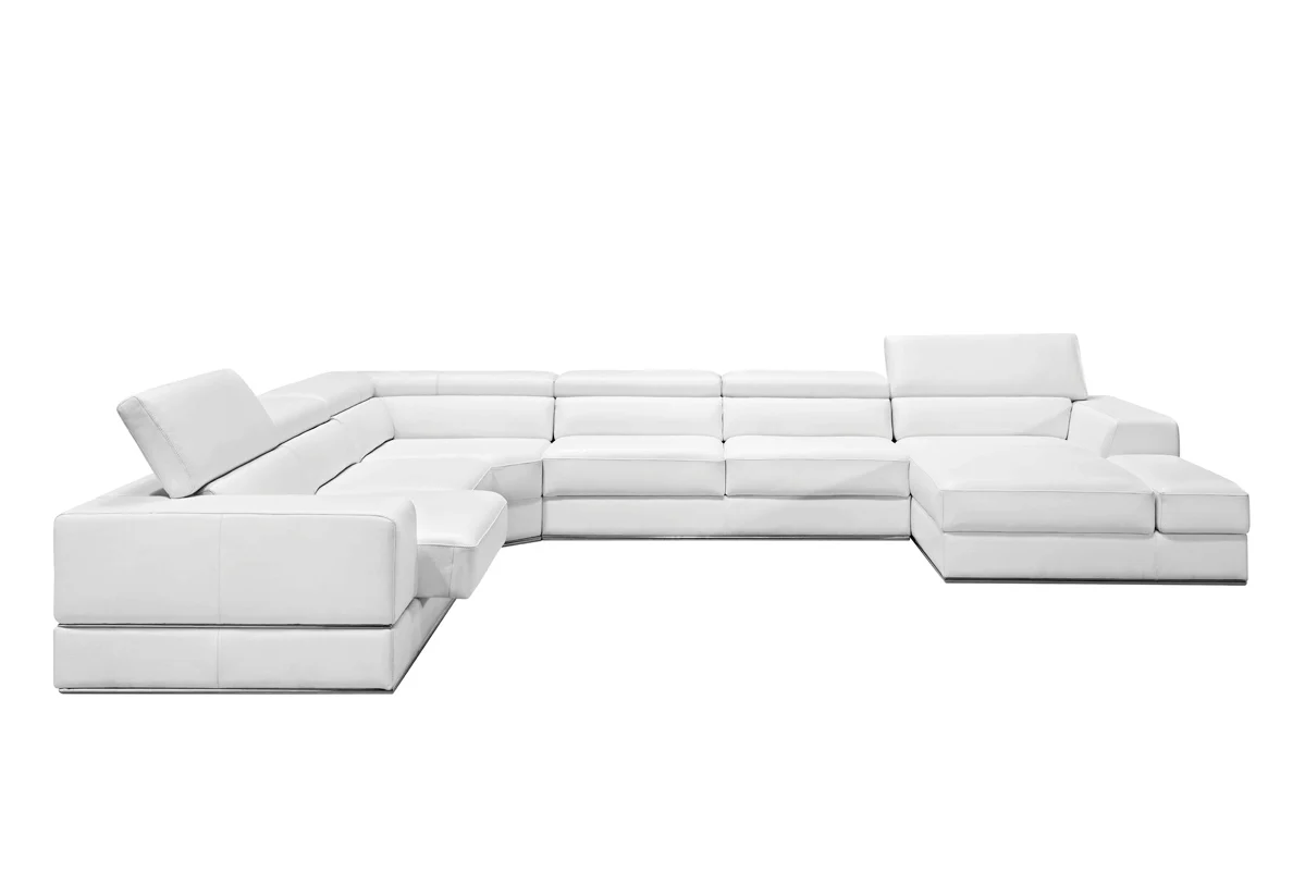 36' White Bonded Leather Foam and Steel Sectional Sofa By Homeroots - Image 3