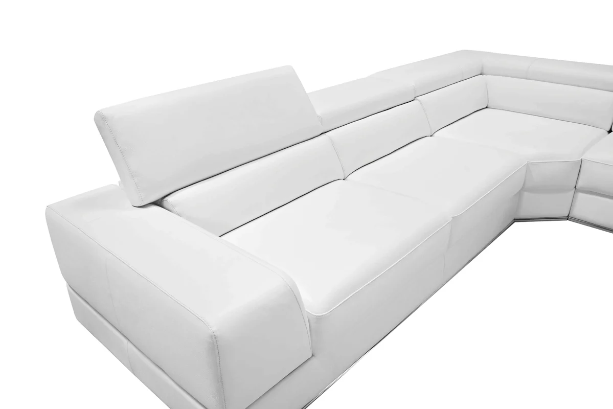36' White Bonded Leather Foam and Steel Sectional Sofa By Homeroots - Image 4