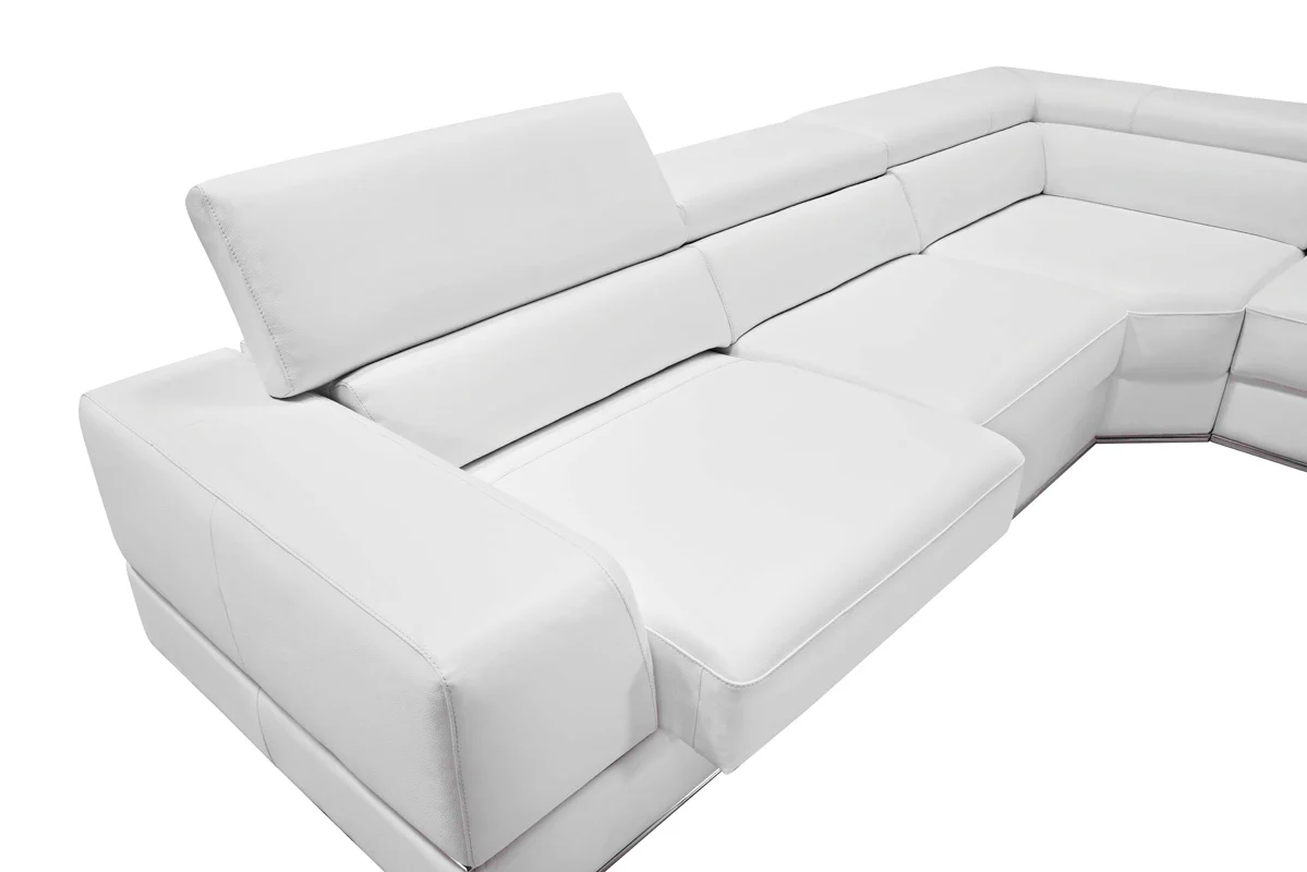 36' White Bonded Leather Foam and Steel Sectional Sofa By Homeroots - Image 5
