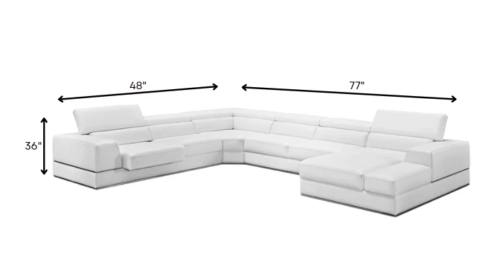 36' White Bonded Leather Foam and Steel Sectional Sofa By Homeroots - Image 6