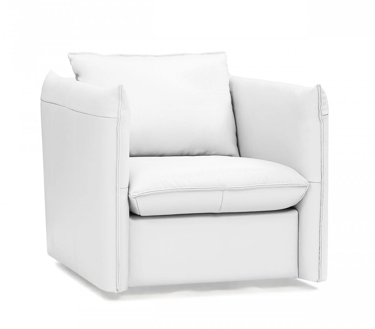 36" White Genuine Leather And Silver Swivel Accent Chair By Homeroots - Image 2