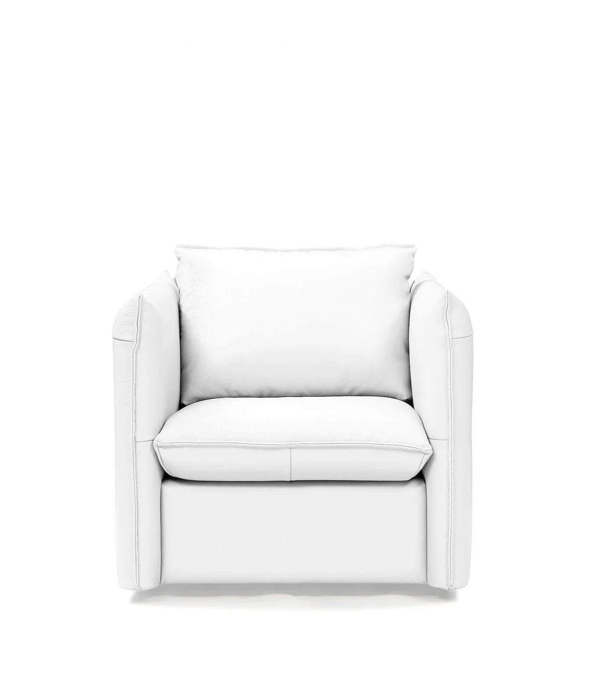 36" White Genuine Leather And Silver Swivel Accent Chair By Homeroots - Image 3