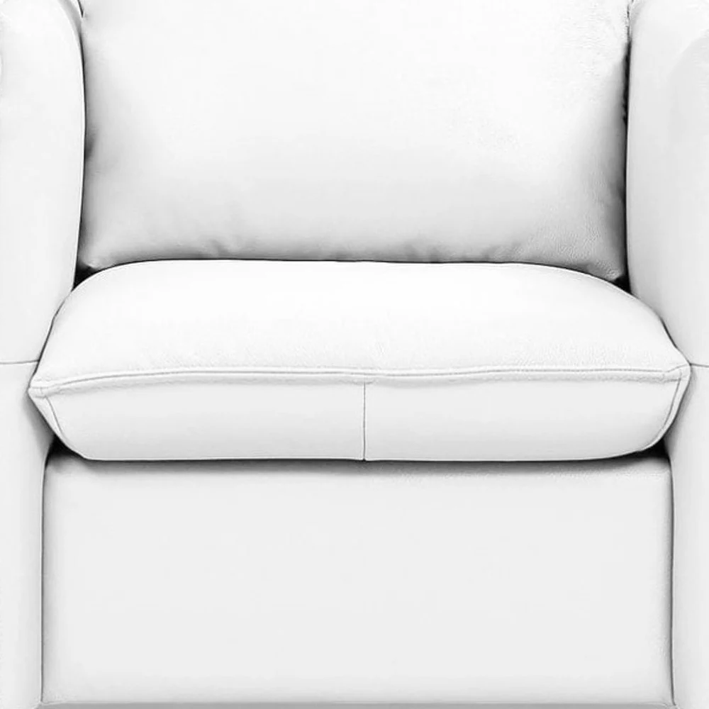 36" White Genuine Leather And Silver Swivel Accent Chair By Homeroots - Image 5