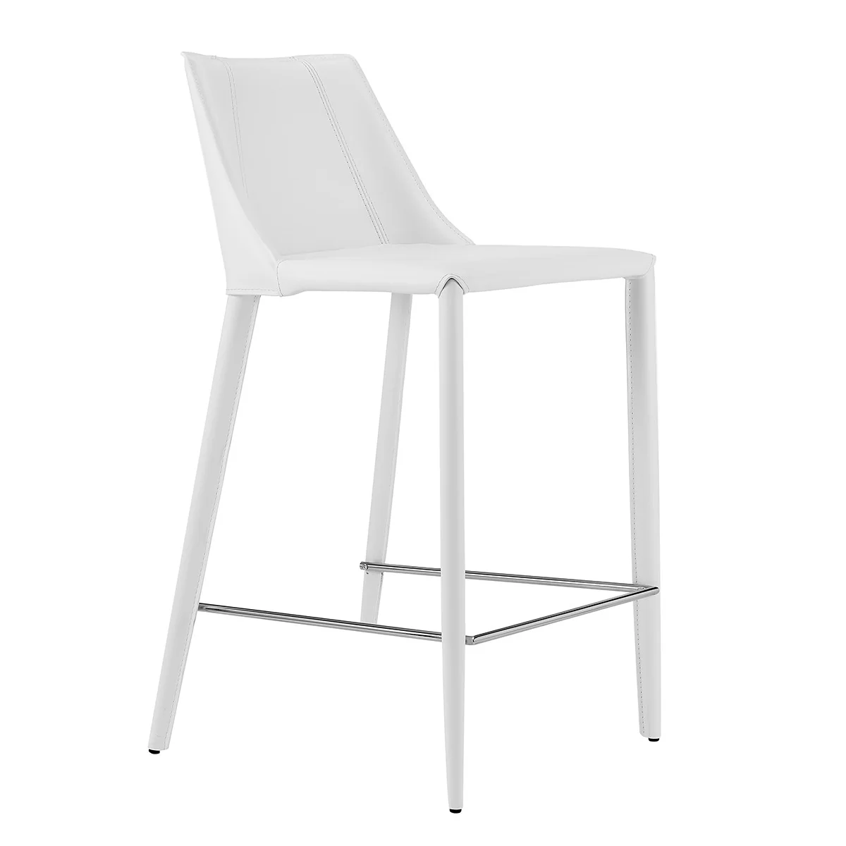 36" White Steel Low Back Counter Height Bar Chair With Footrest By Homeroots - Image 3