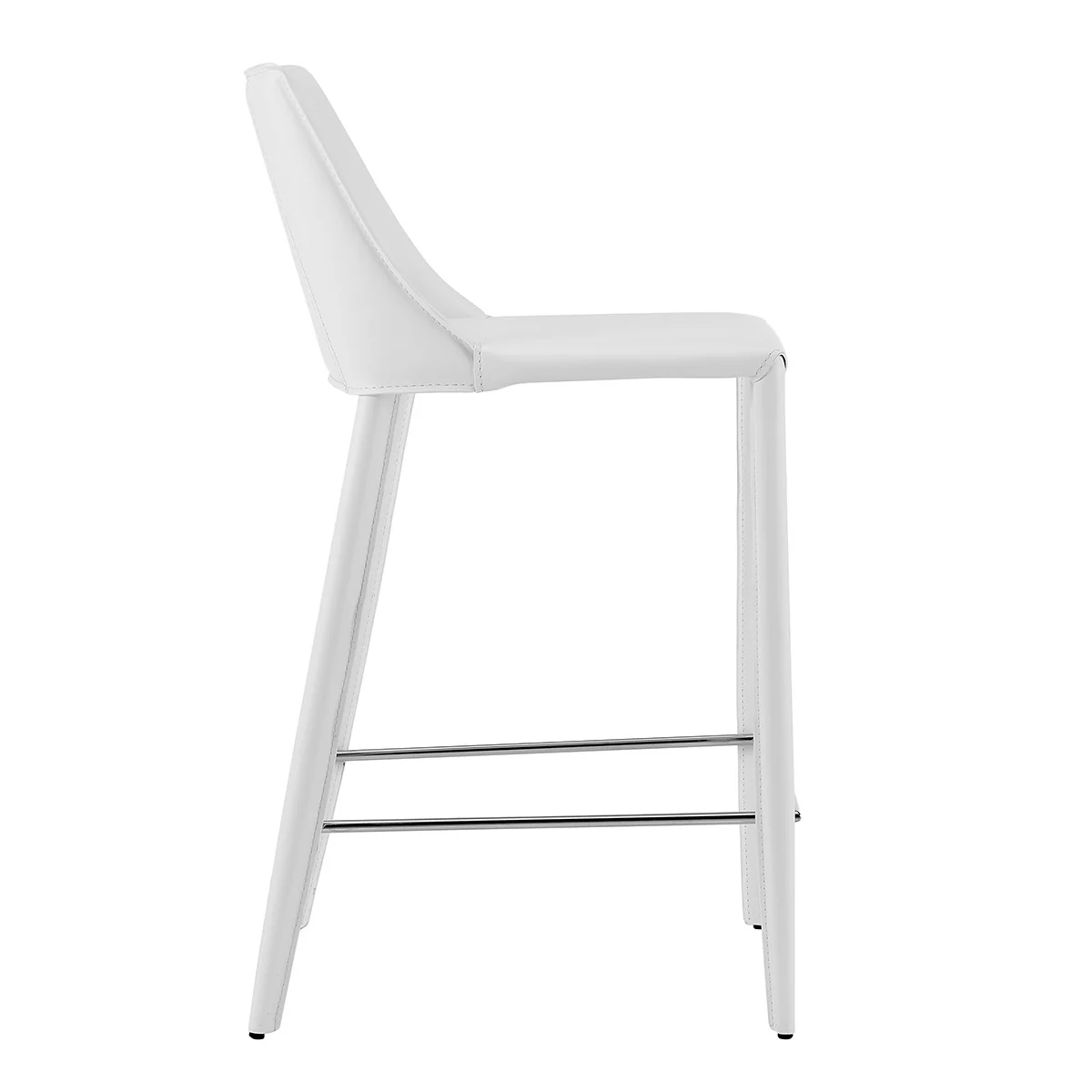36" White Steel Low Back Counter Height Bar Chair With Footrest By Homeroots - Image 4