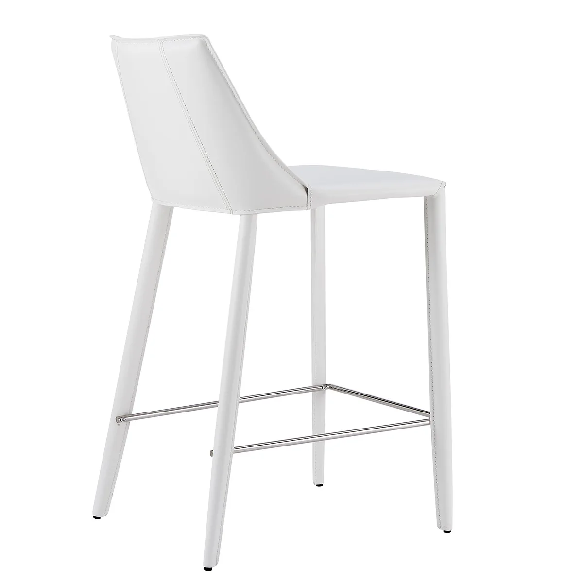 36" White Steel Low Back Counter Height Bar Chair With Footrest By Homeroots - Image 5