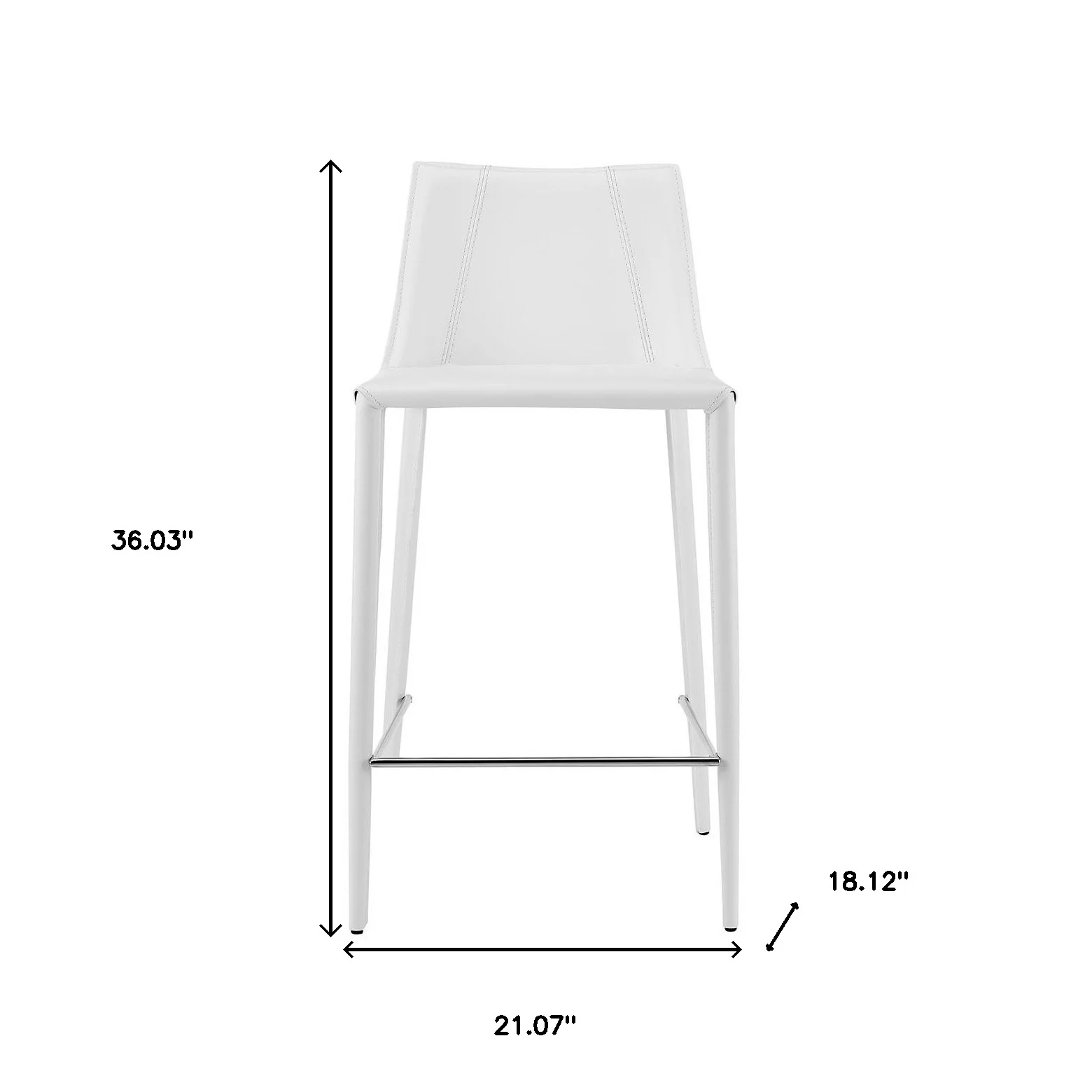 36" White Steel Low Back Counter Height Bar Chair With Footrest By Homeroots - Image 7